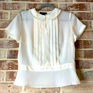 Ann Taylor Factory Creme Pleated Top